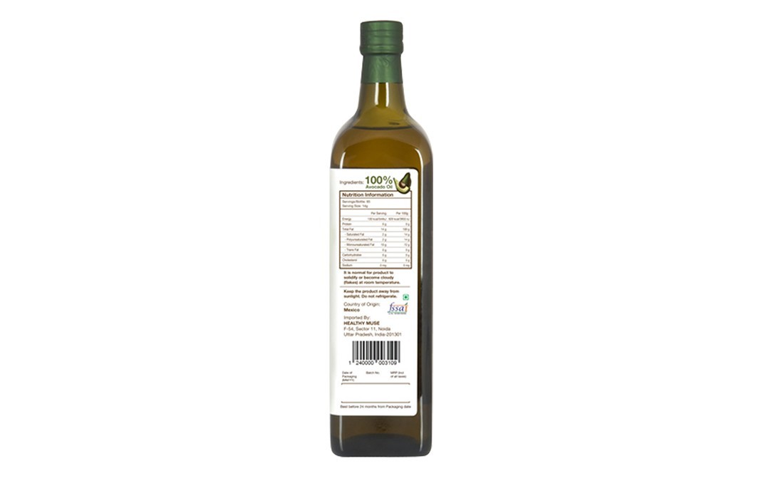 Healthy Muse 100% Pure Avocado Oil    Glass Bottle  1 litre